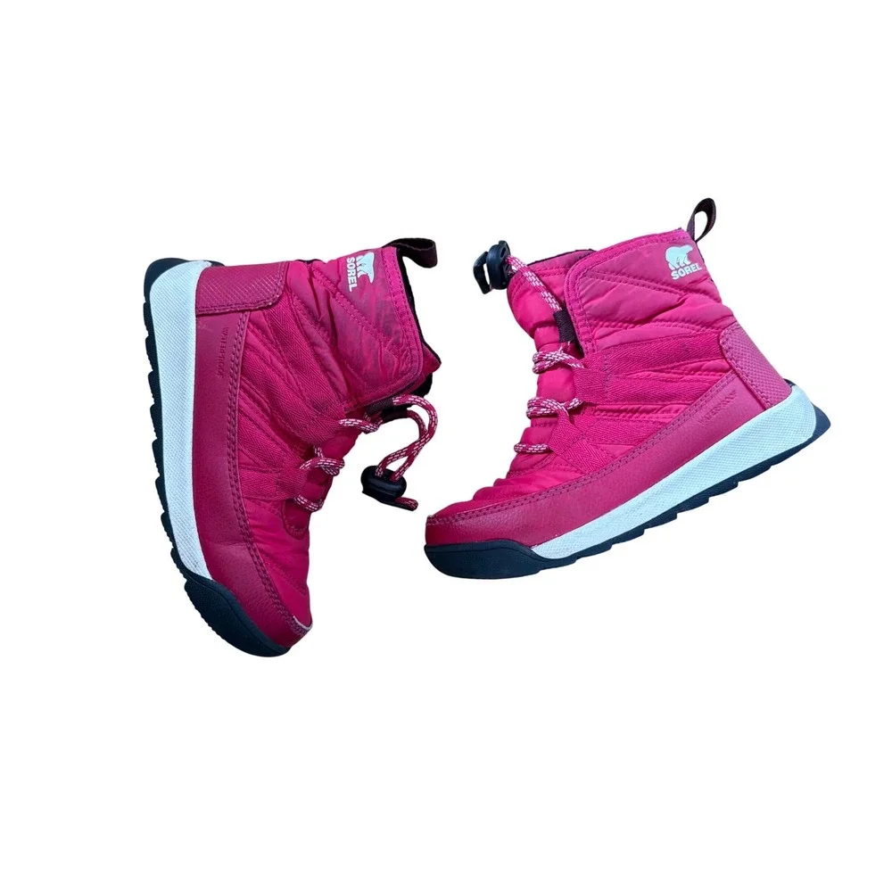 Sorel pink Whitney II youth snow boots
